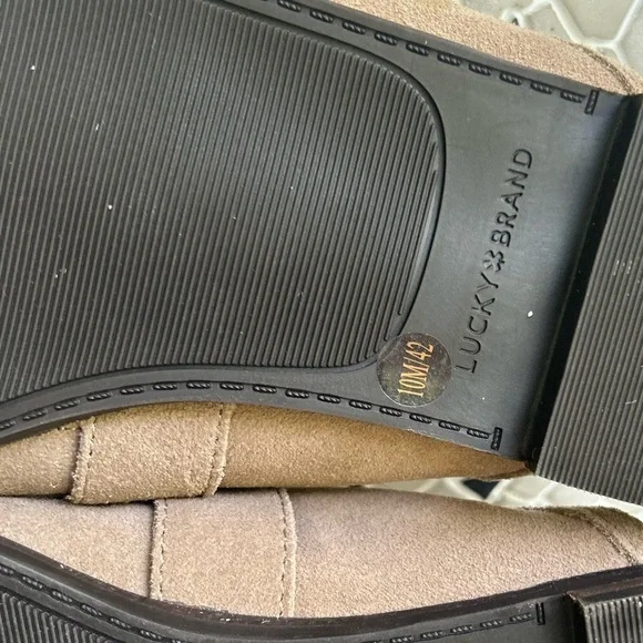 NWOT-Lucky Brand Brown Suede Loafers with Shearling-size 10 - Picture 4 of 5